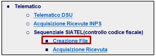 2 1 Sequenziale SIATEL (controllo codice fiscale) A monte della procedura di creazione del file Telamatico SIATEL occorre verificare che, nell'elenco delle dichiarazioni, raggiungibile dalla Home