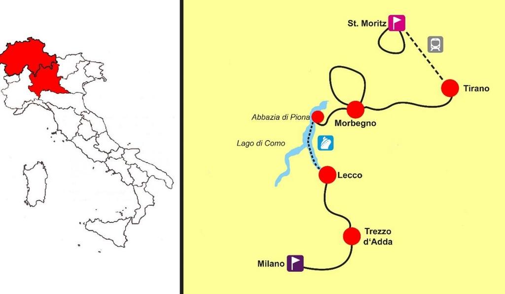 Moritz, alla capitale finanziaria ed economica dell Italia, Milano, passando dalla Valtellina e attraversando il lago di Como, per proseguire poi lungo le vie d acqua fino a Milano.