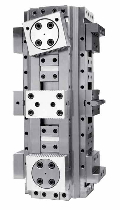 UI-MORS serie FMS Specifici per centri di lavoro ad asse orizzontale FMS VISE-TOERS series Specific for horizontal machining centres permette, con la massima rigidità, di realizzare anche in