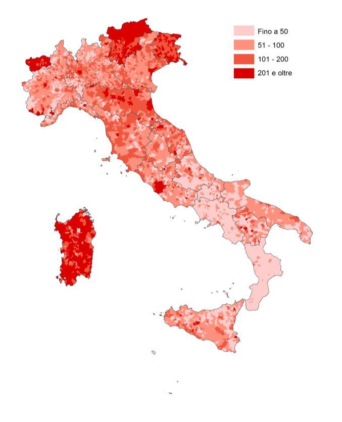 abitante) vi è Roma e diversi comuni del Centro-nord, ma anche della Sicilia e della Basilicata.