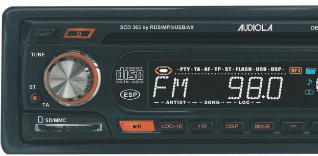 car stereo Ingresso SD/MMC Ingresso AUX Ingresso USB SCD 363 by RDS/MP3/USB/AX 80W (20W x 4ch) Sintonizzatore RDS/AM/FM/FM Stereo Sintonizzazione Manuale analogica