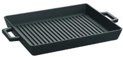 GRiGLia BiCoLoRE Con Un ManiCo E ManiGLia in GHiSa Cast iron bi-colour grill pan cast iron handle / Grill bi couleur manche en fonte m nero opaco Matt black Size Port.