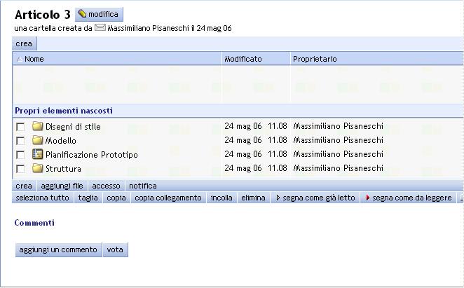 La cartella Articolo All interno di ciascuna cartella articolo si trovano le cartelle di lavoro e