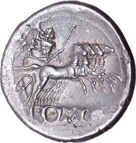 Porcius Licinius Denario dentellato 118 a.c. - Roma D/ L PORCI LICI Testa di Roma a destra R/ L LIC CN DOM Il re gallo Bituitus su biga verso destra gr. 3,90 Ag Ø 20 qspl Varesi 514; Cr.