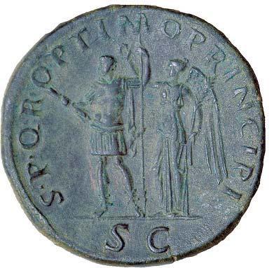 Denario 76 d.c. - Roma D/ IMP CAESAR VESPASIANVS AVG Busto laureato verso destra R/ IOVIS CVSTOS Giove stante a sx con patera sopra un altare e uno scettro gr. 3,31 Ag Ø 17 BB+ R.I.C. 849-175,00 92 - VESPASIANO 69-79 d.