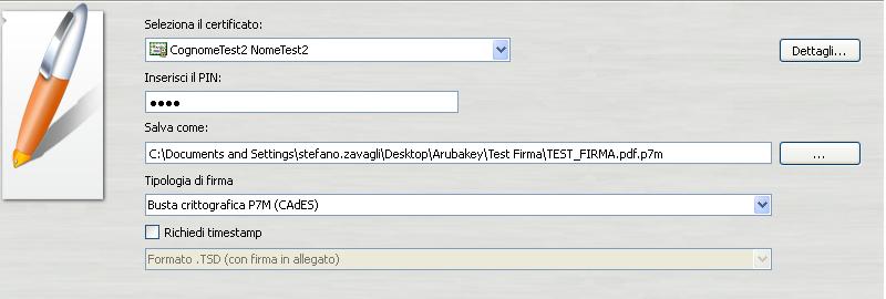 5 Firmare digitalmente un file in formato P7M Passo 1 Trascinare il file sopra l icona Firma.