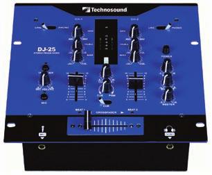 monitoring Uscita AMP, uscita BOOTH e cuffie Monitor Presa per lampada BNC 148,00 DJ-25 2 Ingressi Phono, 2 Ingressi Line, Ingresso Mic Funzione Talkover Controllo Crossfader Controlli di Gain