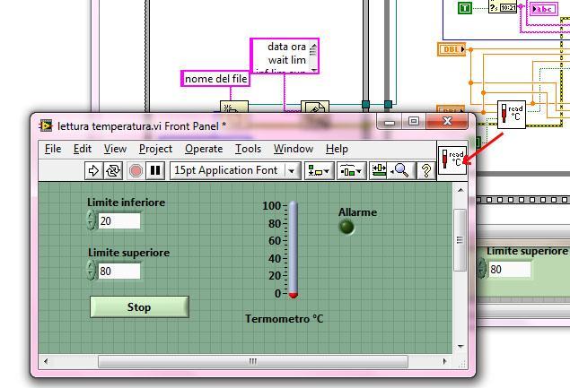 LabVIEW crea i controlli e gli indicatori per il nuovo subvi ed un'icona di