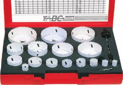 13,5 D 3848/85 1 Composto da 14 utensili - Per uso universale seghe a tazza D 3844/1 Ø 19 - - 5-9 - 35-38 - 44-51 - 57-4 1 attacco cilindrico D 3847/1 Ø,35 ( ) 1 attacco esagonale D 3847/3 da ( ) 1