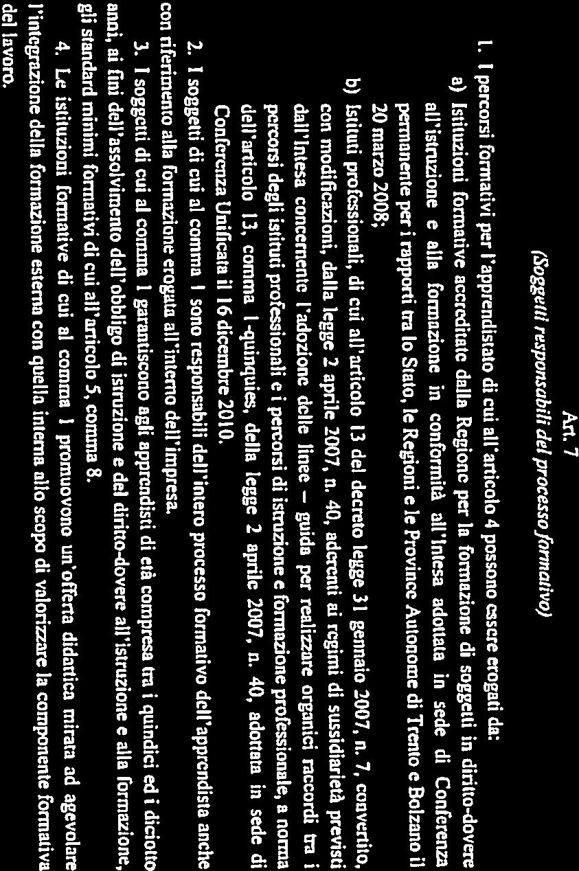 IO 3. 1 sggetti di cui al cmma 1 garantiscn agli apprendisti di età cmpresa tra i quindici ed i dicitt 4. Le istituzini frmative di cui al cmma I prmuvn un ffena didattica mirata ad agevlare del lavr.