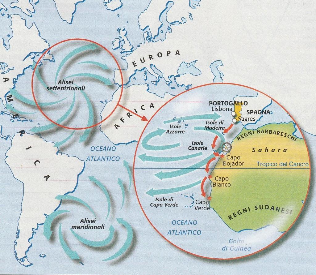 I portoghesi e l esplorazione delle coste africane 1427: i portoghesi si insediarono nelle Canarie, nelle Azzorre e
