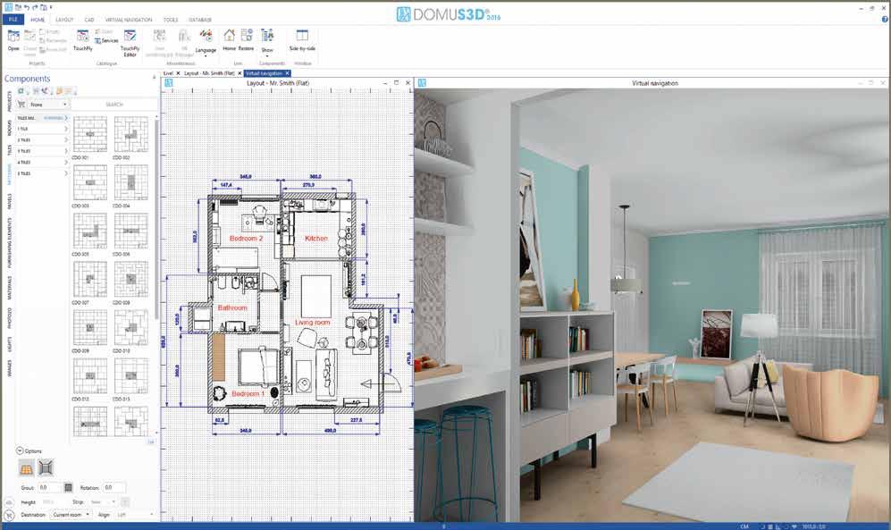 (linee, polilinee, archi, spline). Caricamento di planimetrie da file esterni (formati DWG e DXF).