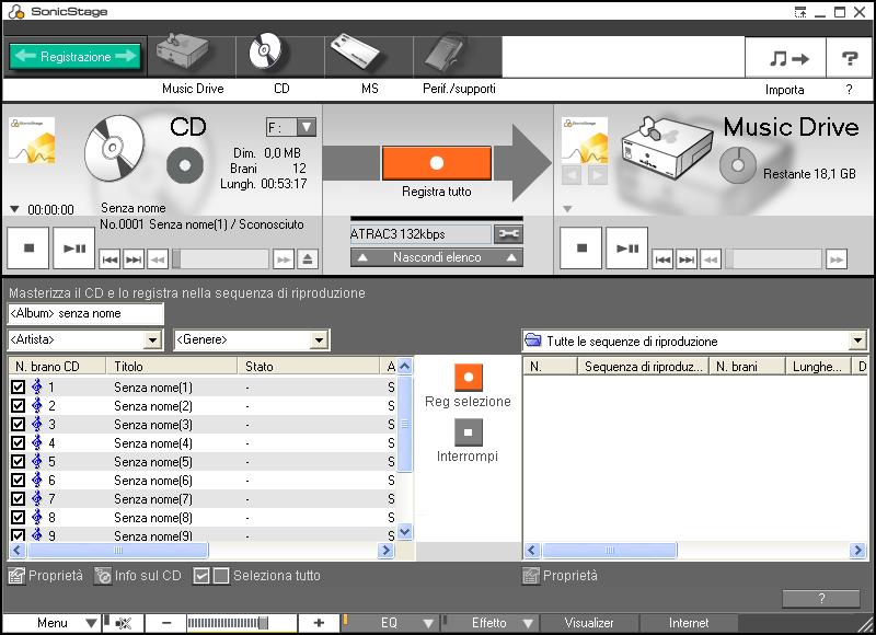 Gestioe dei file audio co SoicStage 59 Quado si registra per la prima volta da u CD audio ell uità disco ottico, viee visualizzata la fiestra di dialogo Ottimizza lettore CD/CD Drive Optimizatio.