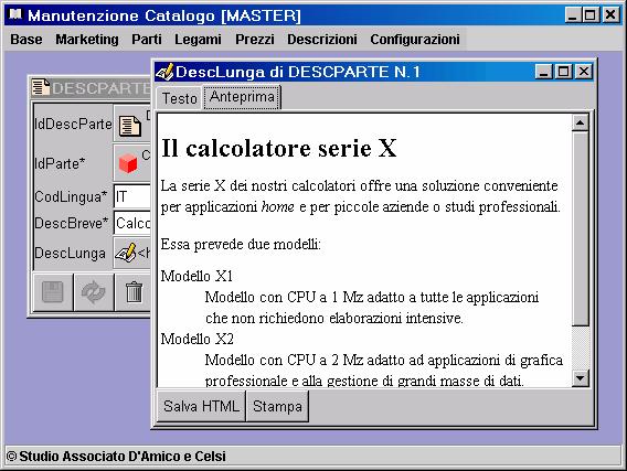 La vista di testo consente di editare e vedere un testo HTML.