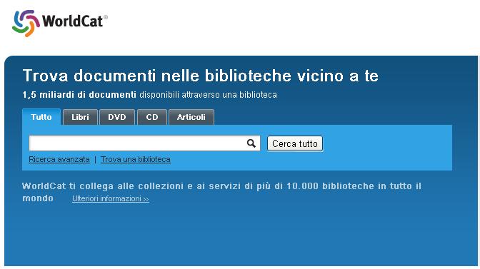 WorldCat contiene 2 miliardi di record bibliografici provenienti da oltre 70.000 biblioteche di 170 paesi del mondo.