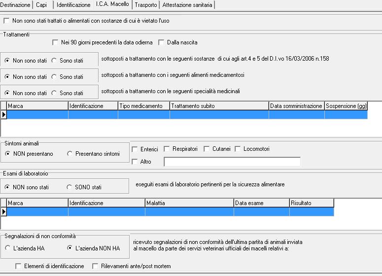 Se i capi non sono stati trattati o alimentati con sostanze di cui è vietato l uso, spuntare la casella di interesse Non sono