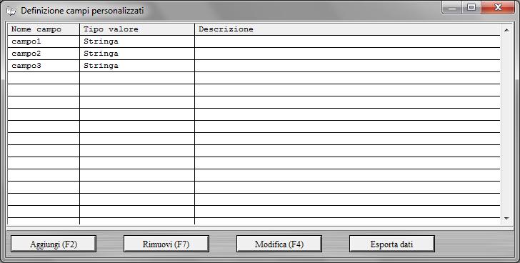 Nella seguente schermata è visualizzata una scheda in cui è presente una sezione denominata Campi custom: Dopo aver definito uno o più campi customizzati, è possibile