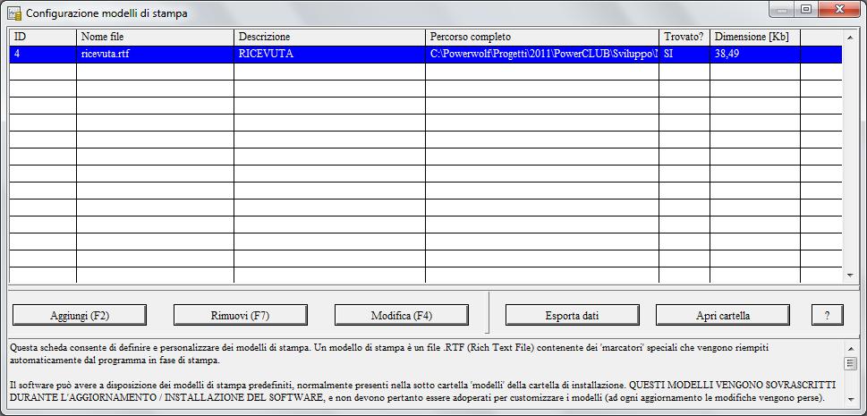 rtf (Rich Text File) per la gestione e la stampa dei modelli. I file.rtf possono essere modifica con i comuni editor di file (Open Office, MS Word, ).