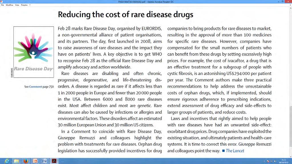 Comment Rare diseases and effective treatments: are we delivering?