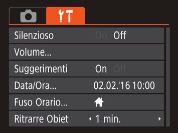 Utilio della schermata del menu È possibile configurare varie funzioni tramite la schermata del menu, come descritto di seguito.