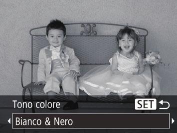 Filmati Scatti in monocromatico Scattare immagini in bianco e nero, seppia oppure blu e bianco. 1 Scegliere [ ].