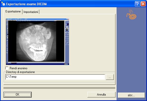 3 Esportazione dati DICOM Sirona Dental Systems GmbH Esportazione dell'esame Istruzioni d'uso DICOM Removable Media Plug-in Versione 3.