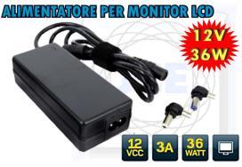 Corrente:2,1 A Presa DC Tipo: "N" Ø 2,5x0,7mm HR560121 ALIMENTATORE PER MONITOR LCD 12VCC 5A 60W Ingresso: 100 240 Vca Uscita:12Vcc Potenza: 60 W