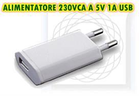 ecc. Dimensioni:100x85x58mm Lunghezza cavo:145cm circa tensione ingresso:220vca Uscita:5VCC 2A ALIMENTATORE SWITCHIN 5V 2,1A USB Ingresso