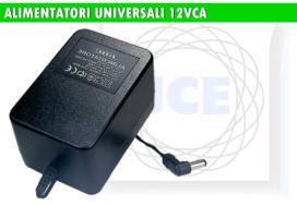 alternata: Vca ~ 9~12~15~18~21~24~V Corrente: 1000mA Dimensioni:100X71X144mm Attacco rete: spina con cavo 1,8mt Plug in uscita: