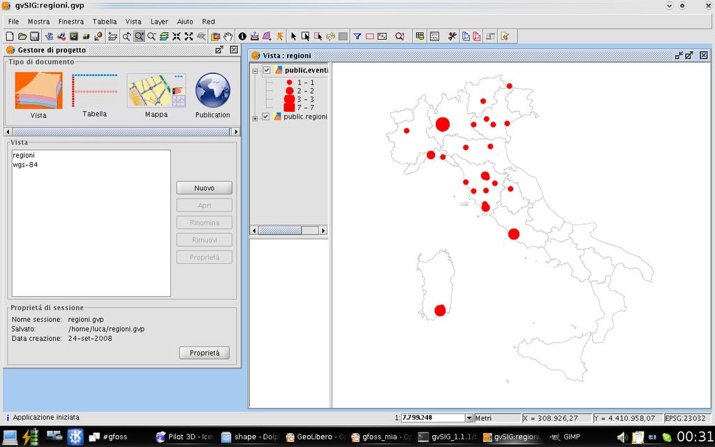 Desktop: gvsig Punti forti Semplicità Sextante Gestore di processi Plugin (