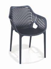 Stackable armchair with polypropilene and fiber glass frame. 82 60 57 44 Kg 4,0 95,00 Col. White, Dark Grey, Red.