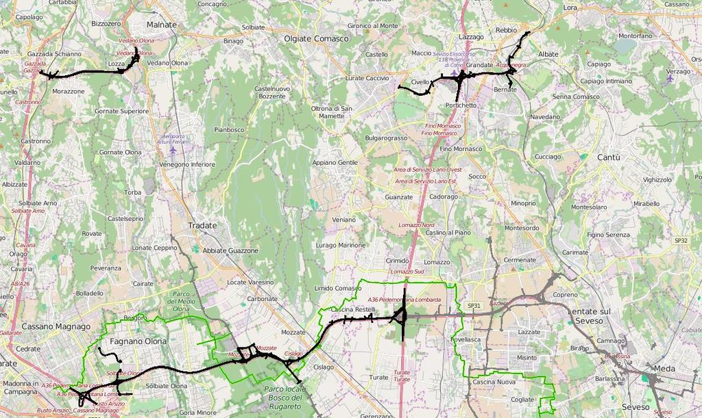 A60 A59 A36 A36 Autostrada Pedemontana Lombarda km 16+200 km 16+800 km 19+700 km 20+600 A59 A59