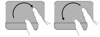 Rotazione La rotazione consente di ruotare elementi quali foto e pagine. Per ruotare, bloccare il pollice sul TouchPad, quindi spostare l'indice con un movimento semicircolare attorno al pollice.
