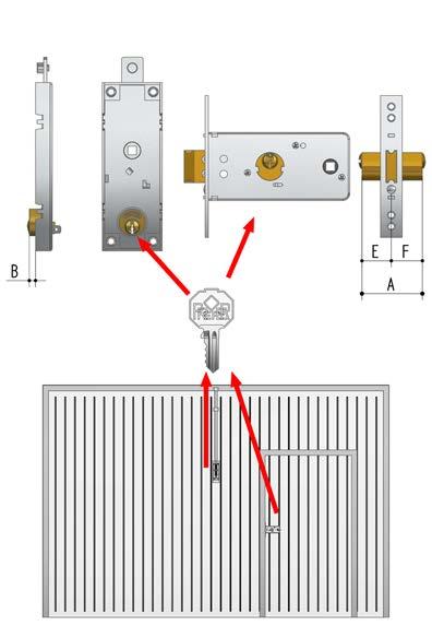 SET DI SERRTURE PER PORTE SCUNTI OCK SETS FOR OVERHED GRGE DOORS quota in 6^ cifra E F 56 28 28 63 28 35 75 28 47 85 38 47 730 Set di 1 551 per porte basculanti + 5520 per portina (3 chiavi