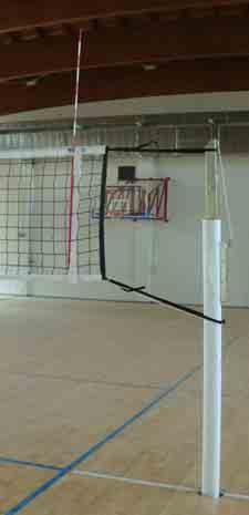 senza adjustable height net cremagliera con manovella e tappi in alluminio Aluminium monotubolar volleyball posts Art. V5009 pg.