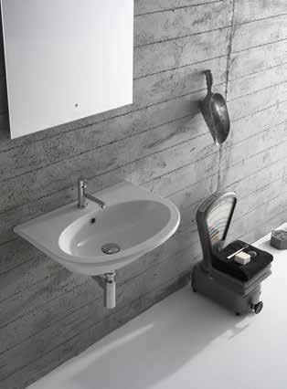 MD070.BI Lavabo sospeso 70.48 Wall-hung basin 70.48 Lavabo 70 predisposto monoforo. Con foro troppo pieno. Installazione sospesa. Completo di fissaggi.