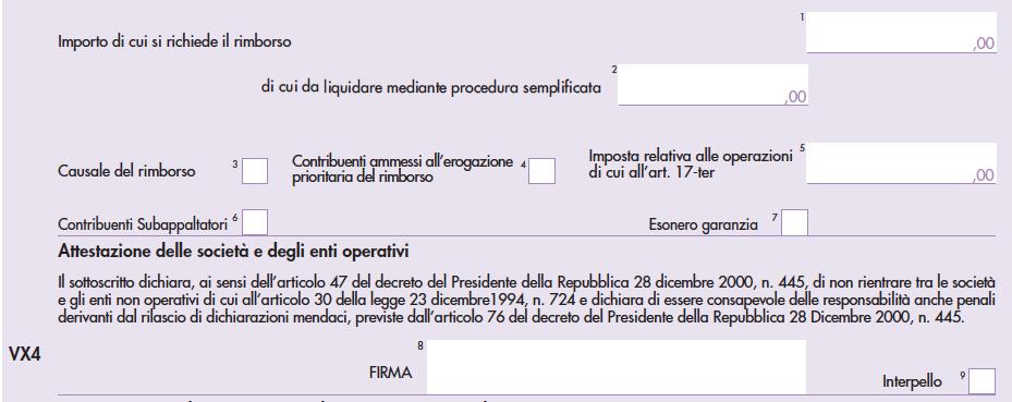 Quadro VX codice 8 utilizzabile dai soggetti che hanno effettuato operazioni soggette a reverse charge di cui all art. 17, co. 6, lett. a-ter.