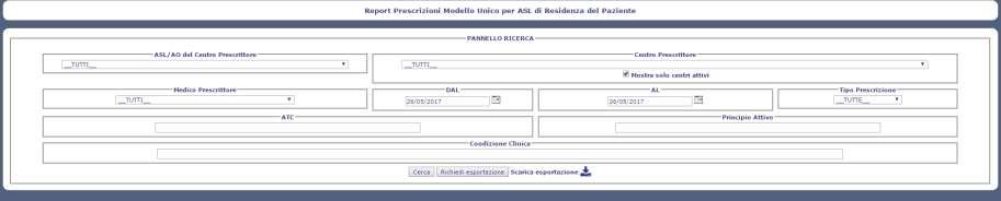 Report Prescrizioni per ASL Residenza