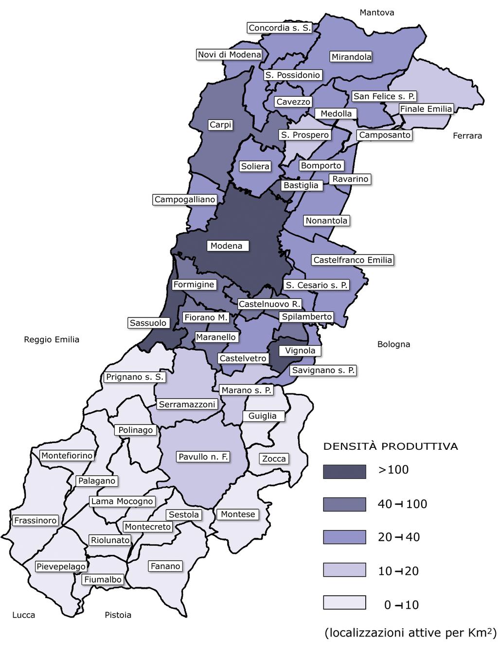 economiche non sono distribuite omogeneamente nei vari comuni e il grafico 4.1 mostra subito tali differenze.