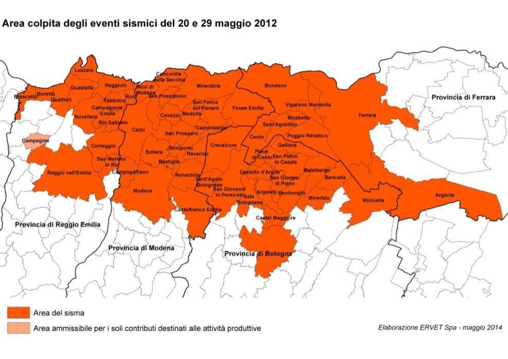 DATI GENERALI L evento del maggio 2012 : 58 Comuni coinvolti 14.000 edifici inagibili (con 33.012 abitazioni) 16.000 nuclei familiari assistiti (oggi ridotti a 4.645) 13.