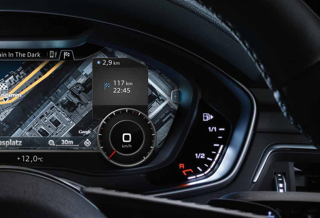 Navigazione, telefono, musica, servizi Audi connect e indicazioni dei sistemi ausiliari: il grande
