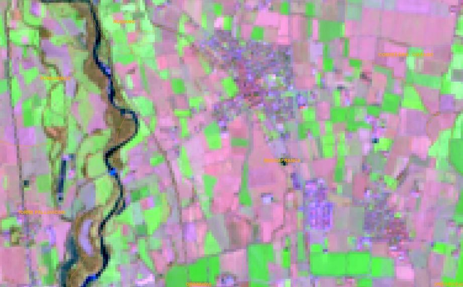 Le sfide Immagine satellitare Landsat 8 acquisita il 6/3/2014 Sintesi RGB falso colore (bande MIR-NIR-RED) - Risoluzione 30m Osservabilità delle operazioni di spandimento reflui: Sperimentazione