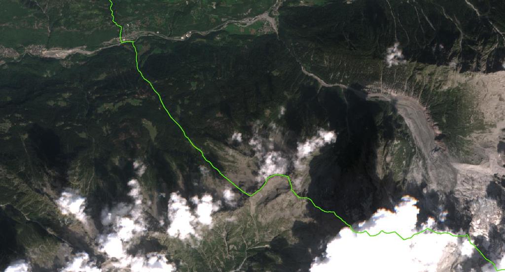 Le sfide Esempio: Monitoraggio degli impatti della frana del Pizzo Cengalo Area distacco, accumuli principali in territorio svizzero e invaso Villa di