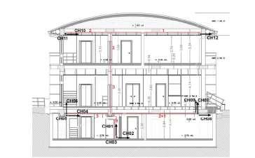 Tre canali (CH01, CH02, CH03) sono interni all acquisitore che si prevede di collocare nel piano interrato, solidale alla fondazione, in prossimità del vano scala.. Fig.