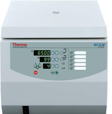 per Usi Generali Centrifughe IEC CL 30 E CL30R refrigerata La centrifughe da banco IEC CL30 e CL30R costituiscono l' ideale per le applicazioni a bassa velocità, offrendo elevata qualità e semplicità