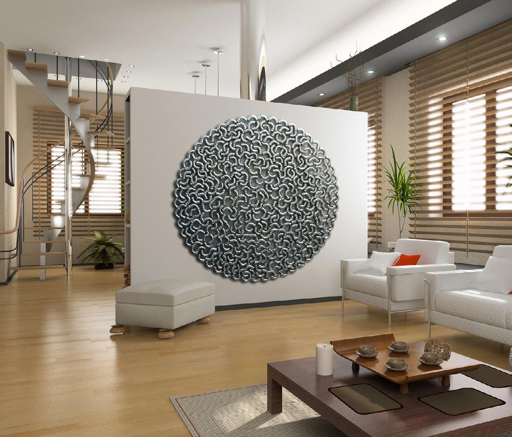 Mandala Per chi ama stupire. MANDALA è la scultura a parete di grande dimensione personalità, pensata per decorare in modo originale e prestigioso abitazioni, uffici, showroom, centri commerciali.