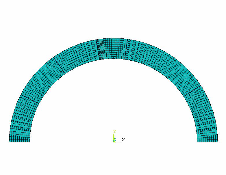 Nel seguito sono riportati i risultati dell analisi numerica sviluppata utilizzando come geometria del modello agli elementi finiti dell arco quella rappresentata in figura 3.