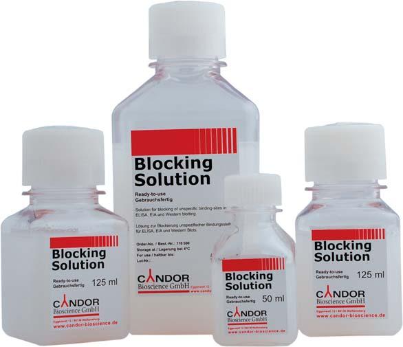 The Blocking Solution Soluzione di bloccaggio per saggi in ELISA, EIA, RIA, saggi proteici, Western-blotting, immuno-pcr e immunoistochimica The Blocking Solution inibisce la formazione del legame