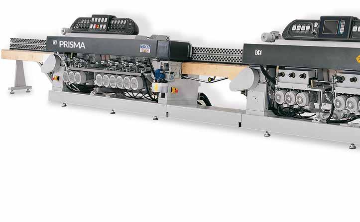 PRISMA LINE / LINEA PRISMA PRISMA PRISMA 75 S4 Bevelling line designed for processing big size bevels (up to 75 mm) with excellent optical quality and intensive production rates.