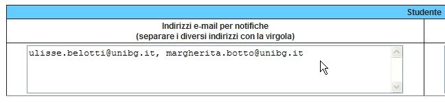 Nel caso si volesse avvisare il/i docente/i dell avvenuto invio del Modulo A, digitare gli indirizzi email del/dei docente/i nell apposito campo Indirizzi email per notifiche separando più indirizzi